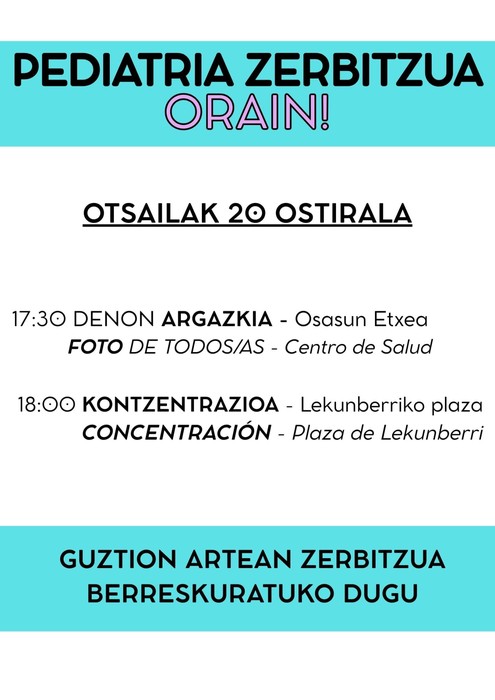 Pediatria zerbitzua orain! Kontzentrazioa