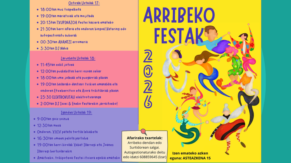 Asteburu honetan Arribeko Festak ospatuko dituzte egitarau zabalarekin