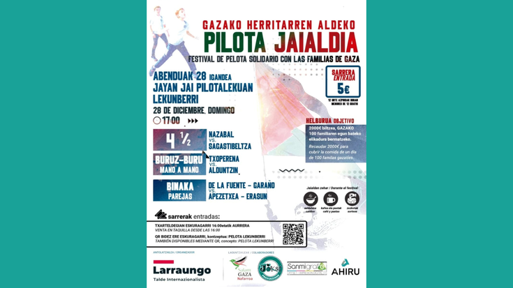 Gazako herritarren aldeko pilota jaialdia eginen dute abenduaren 28an Lekunberrin