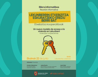 Etxebizitza kooperatiboen bilera informatiboa eginen dute ekainaren 22an