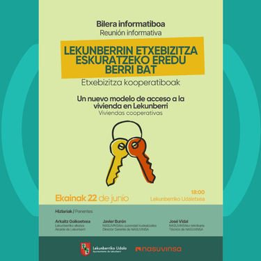 Etxebizitza kooperatiboen bilera informatiboa eginen dute ekainaren 22an