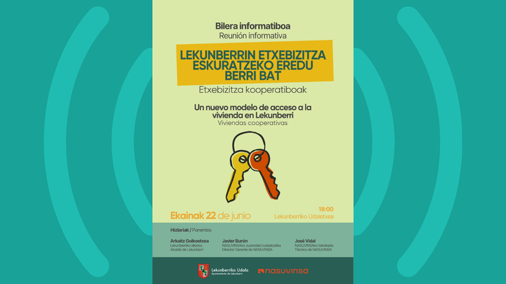 Etxebizitza kooperatiboen bilera informatiboa eginen dute ekainaren 22an
