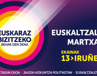 Euskaltzaleon martxa antolatu dute “Euskaraz bizitzeko behar den dena” lelopean larunbatean Iruñean