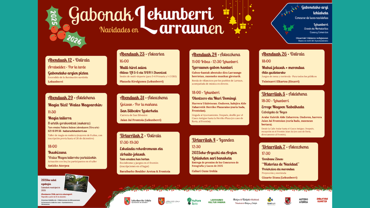 Larraun eta Lekunberriko Gabonetako egitaraua aurkeztu dute