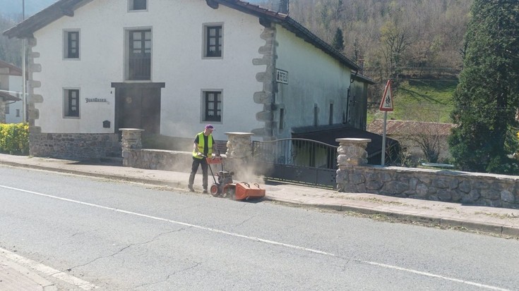 Auzolana egin dute Beteluko bazterrak garbitu eta belarra mozteko