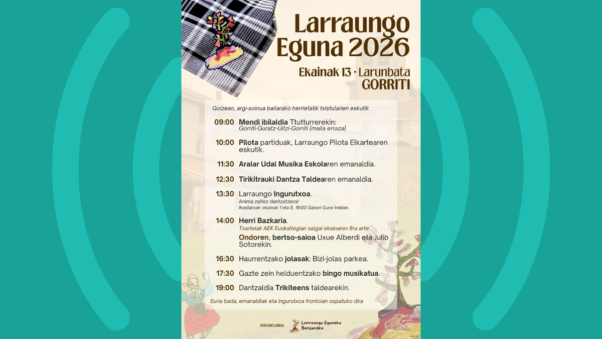 Larraungo Eguna larunbatean Gorritin ospatuko da egun osoko egitarauarekin