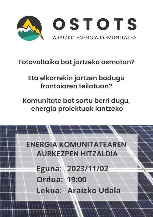 OSTOTS, Araizko energia komunitatearen aurkezpena