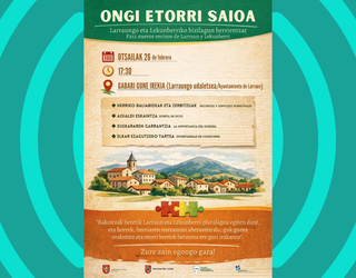 “Ongi Etorri Saioa” Larraun eta Lekunberriko bizilagun berrientzat bihar Gabarin