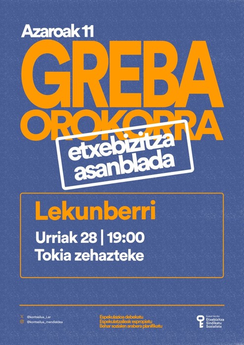 Greba Orokorra antolatzeko etxebizitza asanblada