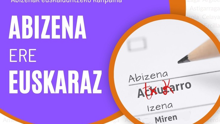 Abizenak euskal grafiaz jartzeko 'ABIZENA ERE EUSKARAZ' kanpaina abian