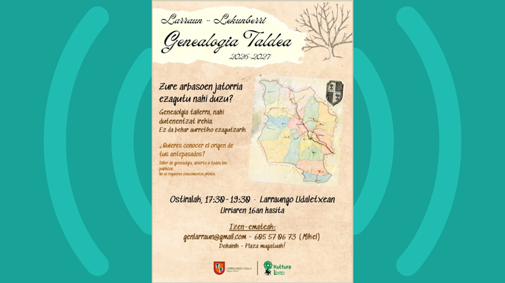 "Zure arbasoen jatorria ezagutu nahi duzu?" Genealogia taldean izen emateko epea zabalik da