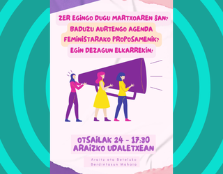 “Zer egingo dugu martxoaren 8an?” bilera eginen dute bihar Araizko udaletxean