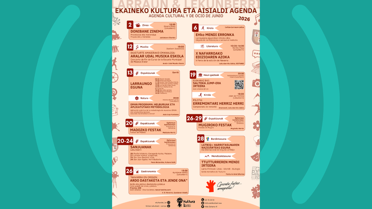Larraun-Lekunberriko ekaineko kultura eta aisialdi agenda