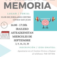 Memoria tailerra Iraileko asteazkenetan