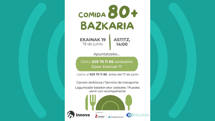 “80+” bazkaria antolatu dute ekainaren 19rako