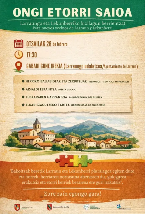 ONGI ETORRI SAIOA Larraun eta Lekunberriko bizilagun berrientzat