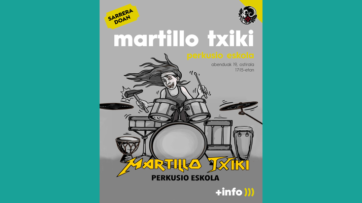 Martillo Txiki Perkusio Eskolak kontzertua eskeiniko du ostiralean Rocopolis-en